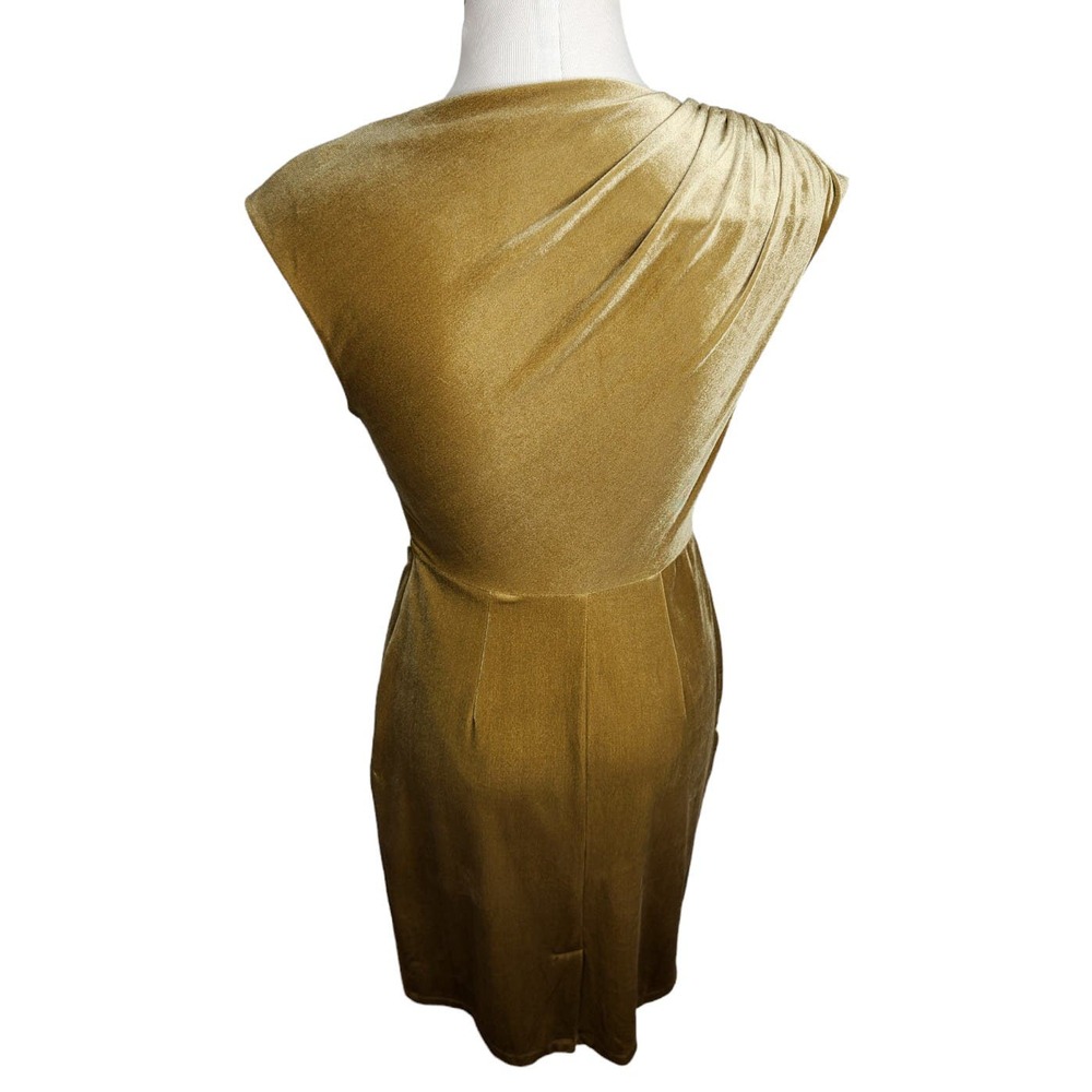 THML Womens‎ Small Velvet Chartreuse Gold Velvet Cocktail Dress - Picture 7 of 13